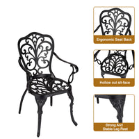 Garvee Bistro Set 3 Teilig, Gussaluminium, Mit Schirmloch, Retro Messing, Für Garten & Balkon