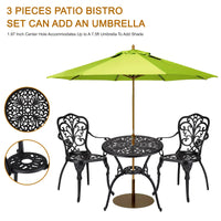 Garvee Bistro Set 3 Teilig, Gussaluminium, Mit Schirmloch, Retro Messing, Für Garten & Balkon