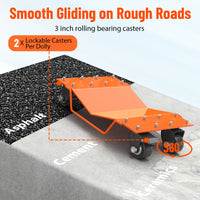 Garvee Schwerlast Rad-Dolly Set (4er-Set) – 8000 lbs (3629 kg) Tragkraft, 360° Lenkrollen mit Feststeller, für Auto, LKW & Motorrad (Orange)