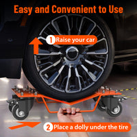 Garvee Schwerlast Rad-Dolly Set (4er-Set) – 8000 lbs (3629 kg) Tragkraft, 360° Lenkrollen mit Feststeller, für Auto, LKW & Motorrad (Orange)