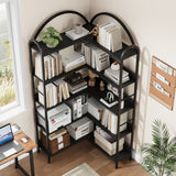Garvee Eckregal Bücherregal Industrial L-Form Metallrahmen Groß Für Wohnzimmer Und Schlafzimmer 68.5"x30.7"x30.7" Schwarz - Schwarz