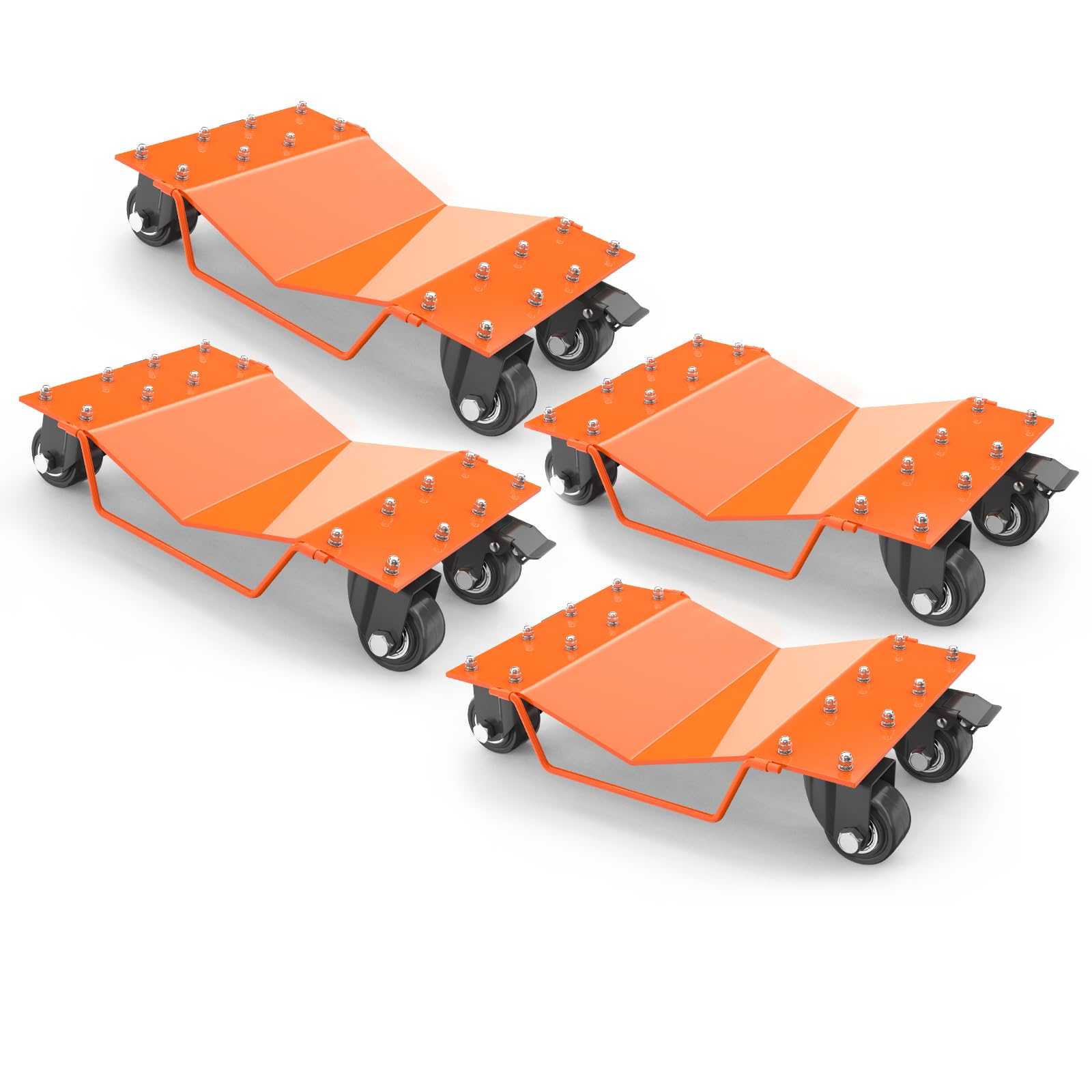 Garvee Schwerlast Rad-Dolly Set (4er-Set) – 8000 lbs (3629 kg) Tragkraft, 360° Lenkrollen mit Feststeller, für Auto, LKW & Motorrad (Orange)