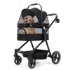 GARVEE Klapp- & Faltbarer Hundewagen bis 22kg Schwarz | Mit Hundebox, Netzfenstern, Regenschutz & Korb | Für Hunde und Haustiere