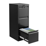 Garvee Metall-Aktenschrank mit 3 Schubladen, abschließbarer vertikaler Büroschrank aus 0,6 mm Stahl, Schwerlast-Aktenschrank für Büro und Zuhause, Schwarz