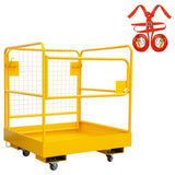 Garvee Sicherheitskäfig für Gabelstapler 91,44×91,44 cm - Klappbarer Arbeitskorb mit Rollen und Sicherheitsgeschirr für Wartung, Lager und Baustelle (544 kg), Gelb - Gelb