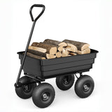 Garvee Schwere Poly-Kippkarre – 600 lbs (272 kg) Tragkraft, 180° verstellbarer Griff & 10″ pannensichere Reifen für leichte Garten- & Hofarbeit - Schwarz