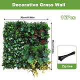 Garvee Künstliche Graswandpaneele 12er Set 20"x20" Realistische 3D Blätter Wetterfestes PE Material Für Garten Hochzeit Geburtstag Grün - Wie gezeigt