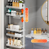 Garvee 6 Etagen Türorganizer Hängeorganizer Einstellbar Metall Türregal für Bad Küche Speisekammer 44 × 16 × 126 cm Schwarz, mit Stauraum, mit LED - Schwarz