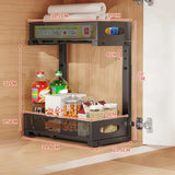 Garvee Under Sink Organizer 2 Tier Kitchen Cabinet Organizer With Pull Out Drawer For Bathroom Kitchen Closet Adjustable 14.1"-17.3" Metal - Schwarz