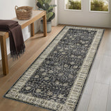 Garvee Marokkanische Teppiche 80 x 150 cm Flachfloriger rutschfester Teppich für Wohnzimmer Schlafzimmer Küche Boho-Stil Baumwollmischung Filzmaterial - Schwarz