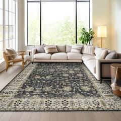 Garvee Marokkanische Teppiche 240 x 340 cm Flachfloriger rutschfester Teppich für Wohnzimmer Schlafzimmer Küche Boho-Stil Baumwollmischung Filzmaterial