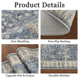 Garvee Marokkanischer Teppich 240x340cm Baumwollmischung Rutschfest Wohnzimmer Schlafzimmer Boho-Stil - Blau