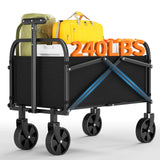 Garvee Faltbarer Bollerwagen 220 L, bis 109 kg, mit All-Terrain-Rädern & 600D Oxford-Gewebe, für Camping, Garten & Outdoor
