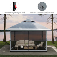 GARVEE Pop-Up Gazebo 4×4 m, Faltpavillon mit Moskitonetz, Robustes Stahlgestell, Wetterfest und Stabil für Garten, Terrasse und Outdoor-Events, Grau