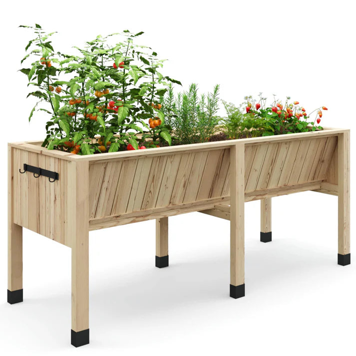 Garvee Erhöhtes Zedernholz-Gartenbeet 183 × 66 × 78 cm – Mit Haken, 35 cm Tiefe, Ergonomisch