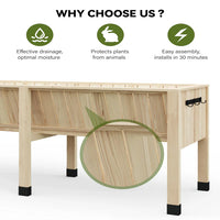 Garvee Erhöhtes Zedernholz-Gartenbeet 183 × 66 × 78 cm – Mit Haken, 35 cm Tiefe, Ergonomisch