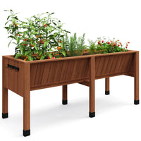GARVEE Hochbeet aus Zedernholz 183 x 66 x 79 cm, Ergonomisches Pflanzbeet mit 35 cm Tiefe und Haken, Hochbeet für Gemüse, Kräuter, Blumen und Balkon, Dunkelbraun