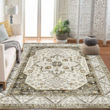 Garvee Vintage Boho Teppich 80 x 150 cm Rutschfest Waschbar Weicher Kurzflorteppich für Wohnzimmer Schlafzimmer Büro, marokkanisches Design, Kunstkaschmir, Graubraun - Graubraun