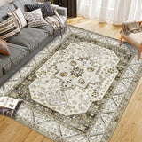 Garvee Vintage Boho Teppich 80 x 150 cm Rutschfest Waschbar Weicher Kurzflorteppich für Wohnzimmer Schlafzimmer Büro, marokkanisches Design, Kunstkaschmir, Graubraun