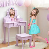 Garvee Kinder Schminktisch Set Mit Verstellbarem Spiegel, Robustes MDF, Lila, Für Mädchen 3-8 Jahre, Spielzimmer - weiß
