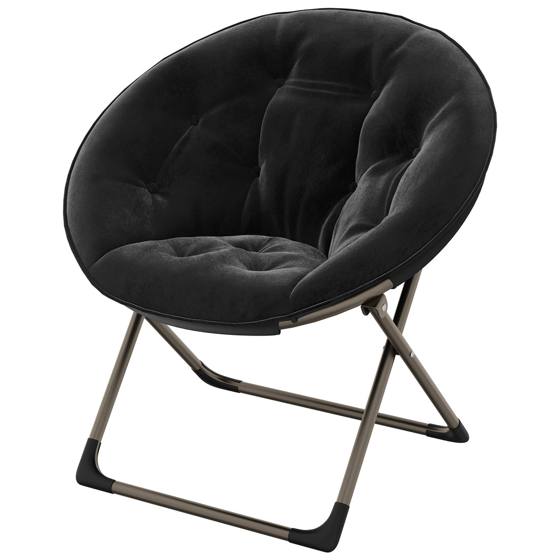 Garvee Saucer Chair Lounge-Stuhl, Oversized Faltbar mit Goldrahmen, Schwarz für Schlafzimmer & Wohnzimmer
