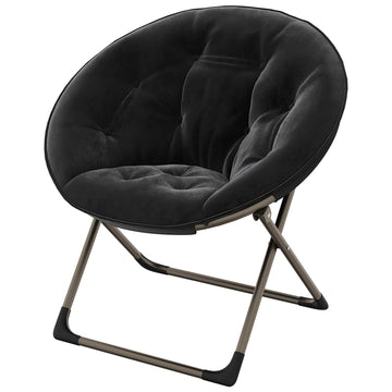 Garvee Saucer Chair Lounge-Stuhl, Oversized Faltbar mit Goldrahmen, Schwarz für Schlafzimmer & Wohnzimmer