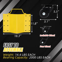Garvee Schwerlast Rad-Dolly Set (4er-Set) – 8000 lbs (3629 kg) Tragkraft, 360° Lenkrollen mit Feststeller, für Auto, LKW & Motorrad (Gelb)