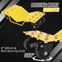 Garvee Schwerlast Rad-Dolly Set (4er-Set) – 8000 lbs (3629 kg) Tragkraft, 360° Lenkrollen mit Feststeller, für Auto, LKW & Motorrad (Gelb)
