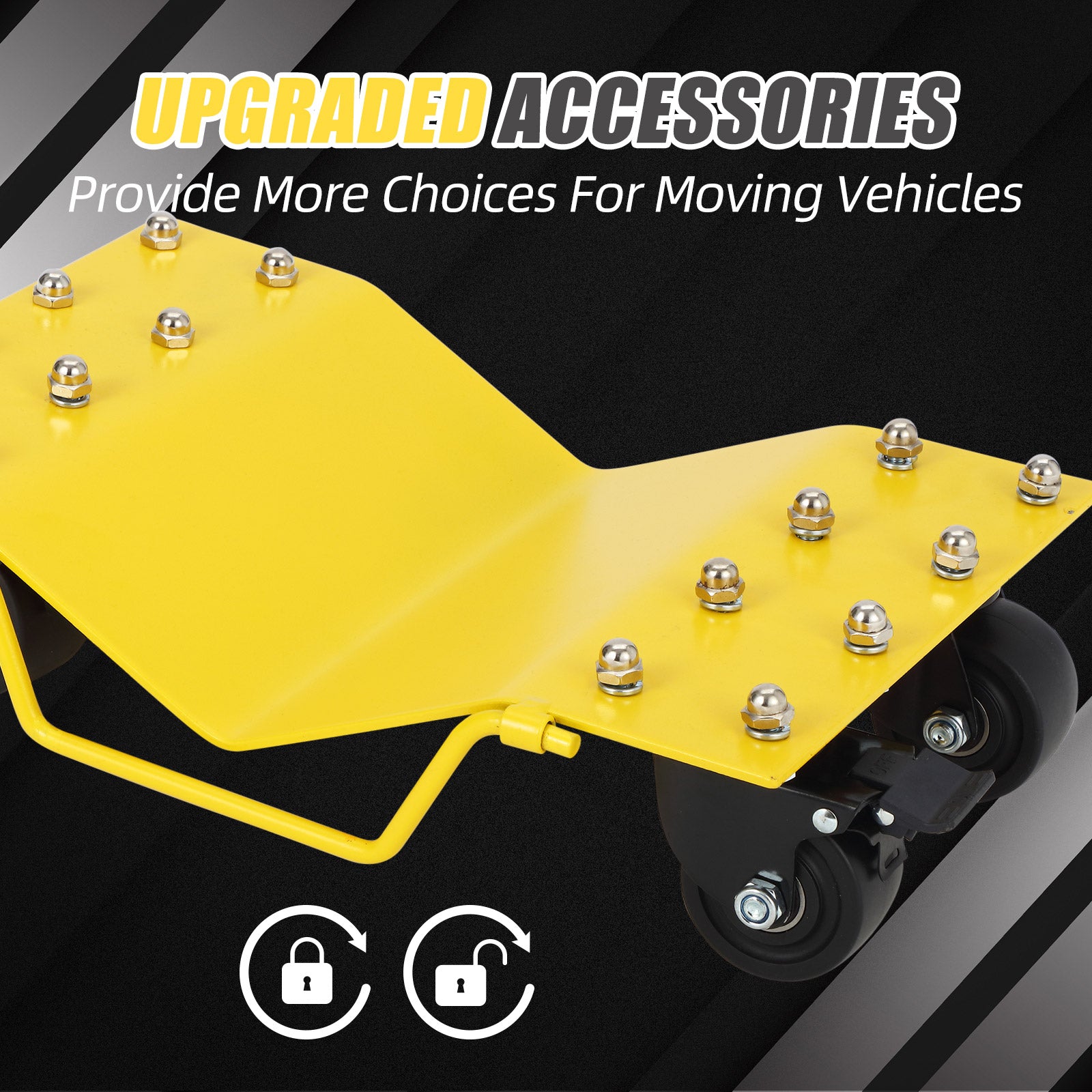 Garvee Schwerlast Rad-Dolly Set (4er-Set) – 8000 lbs (3629 kg) Tragkraft, 360° Lenkrollen mit Feststeller, für Auto, LKW & Motorrad (Gelb)