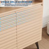 Garvee Fluted Storage Cabinet Sideboard Buffet Cabinet Mit Verstellbaren Regalen Für Wohnzimmer & Küche Premium Holz 3D Beine Metallgestell Schwarz - Wie gezeigt