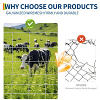 Garvee Rinderzaun 15GA Verzinkt, 1,2×50 m, Korrosionsbeständig für Vieh & Haustiere