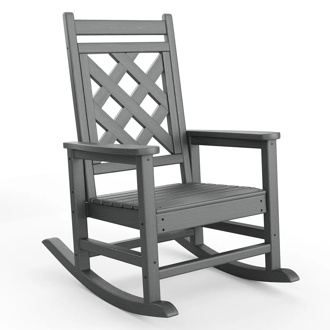 Garvee Outdoor Schaukelstuhl HDPE Holzoptik, 172 Kg Tragkraft, Ergonomisch, Wetterfest, Für Garten & Terrasse