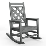 Garvee Outdoor Schaukelstuhl HDPE Holzoptik, 172 Kg Tragkraft, Ergonomisch, Wetterfest, Für Garten & Terrasse - Grau