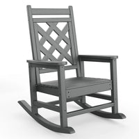Garvee Outdoor Schaukelstuhl HDPE Holzoptik, 172 Kg Tragkraft, Ergonomisch, Wetterfest, Für Garten & Terrasse