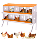 GARVEE 2-stöckiges Legenest für Hühner, 10 Fächer, Hühnernistkasten aus verzinktem Stahl mit Lüftungslöchern, für Hennen & Geflügel - Orange