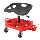 Garvee Mechaniker-Rollhocker Höhenverstellbar 50,8-63,5 cm, 136 kg Tragkraft, mit verriegelbaren Rollen für Werkstatt & Garage - Rot