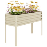 Garvee Galvanisierte Hochbeet Mit Beinen Selbstbewässerung Rostfreier Stahl Beige Für Garten & Terrasse 50×17×32 Zoll - Beige