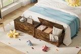 Garvee 39.4" Holz Aufbewahrungsbank Mit Sicherheits-Scharnieren Große Kapazität Für Wohnzimmer & Schlafzimmer, Robust, Vielseitig, Braun - braun