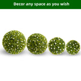 Garvee Künstliche Buchsbaum-Topiary Kugeln 22,4" Set 2 Weiß Mit Aufhängung Für Balkon & Garten UV-beständig Wartungsfrei PE-Material - Weiß