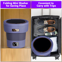Garvee Mini Waschmaschine 12 L, 2-in-1 Mit Schleuder, Faltbar, Leise, Für Wohnung & Camping, Lila