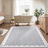 Garvee Washable Fußmatte Innen 80 x 150 cm, Rutschfest Schlafzimmerteppich, Modernes Wellenmuster, Grau, Faltbar Für Kinderzimmer Und Wohnzimmer