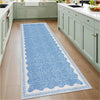 Garvee Waschbarer Teppich Läufer 60 x 230 cm, Rutschfest Küchenläufer, Modernes Wellenmuster, Blau, Kurzflor, Vielseitig Für Eingangsbereich & Waschküche
