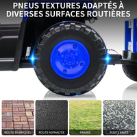 Garvee Elektrischer Kindertraktor 12V – Mit Abnehmbarem Anhänger, 6 Räder, Doppelmotor, LED, Bluetooth, USB, Musik, Fernbedienung für Garten und Hof