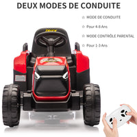 Garvee Elektrischer Kindertraktor 12V – Mit Abnehmbarem Anhänger, 6 Räder, Doppelmotor, LED, Bluetooth, USB, Musik, Fernbedienung für Garten und Hof