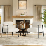 Garvee Accent Chair Modern, Teddy Stoff, Metallrahmen, Federkern, Holzarmlehnen, Verstellbare Füße, Komfortabel