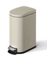 GARVEE Badmülleimer 10L aus Metall, Treteimer mit Absenkautomatik & Herausnehmbarem Inneneimer, Kompakter Badezimmer Mülleimer mit Deckel, Beige - Beige