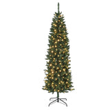 Garvee 230 cm Pre-Lighted Weihnachtsbaum – 250 Farbwechsel-LEDs, PVC Bleistifttanne mit Fußpedal & Tasche - Naturgrün