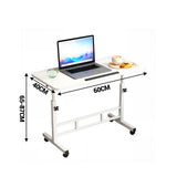 Garvee Höhenverstellbarer Beistelltisch mit Rollen, 60 × 40 cm Laptoptisch, 65–87 cm höhenverstellbar, neigbare Tischplatte, 4 feststellbare Rollen, Weiß - Weiß