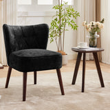 Garvee Akzentstuhl Mid Century, Holz & Stoff, Ergonomisch, Robust, Für Wohnzimmer & Leseecke - Schwarz