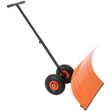 Garvee Schneeschieber 50 cm, Mit Rädern, 5 Fach Verstellbar, Rutschfest, Für Einfahrten & Gehwege - Orange